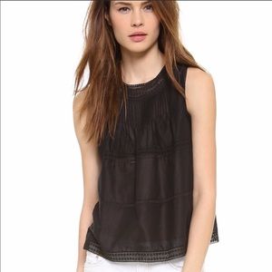 Madewell memento black lace cotton voile top sz M